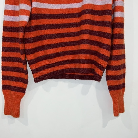 FREE PEOPLE Complete Me Orange Striped Cotton Alpaca Blend Knit Sweater M - Picture 6 of 16